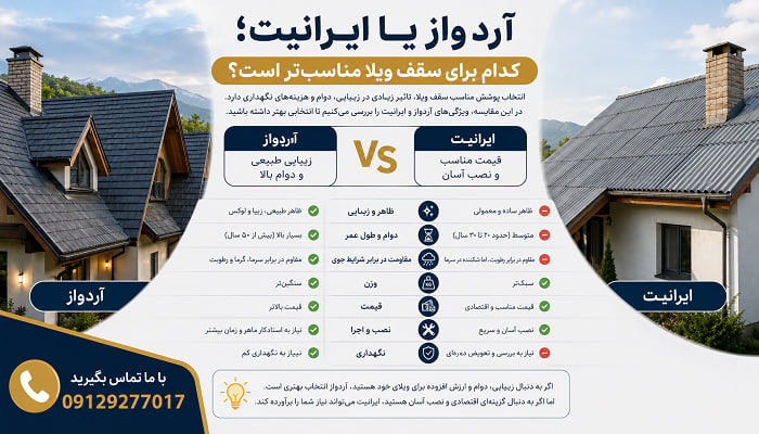 آردواز یا ایرانیت؛ کدام برای سقف ویلا مناسب ‌تر است؟